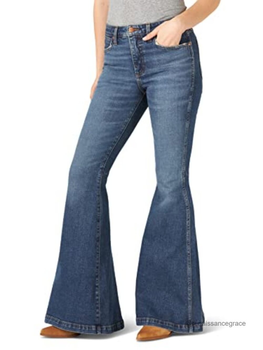 High Rise Flare Jeans Trumpet Flare Stretch Cotton Hemp Sustainable 5-Pocket